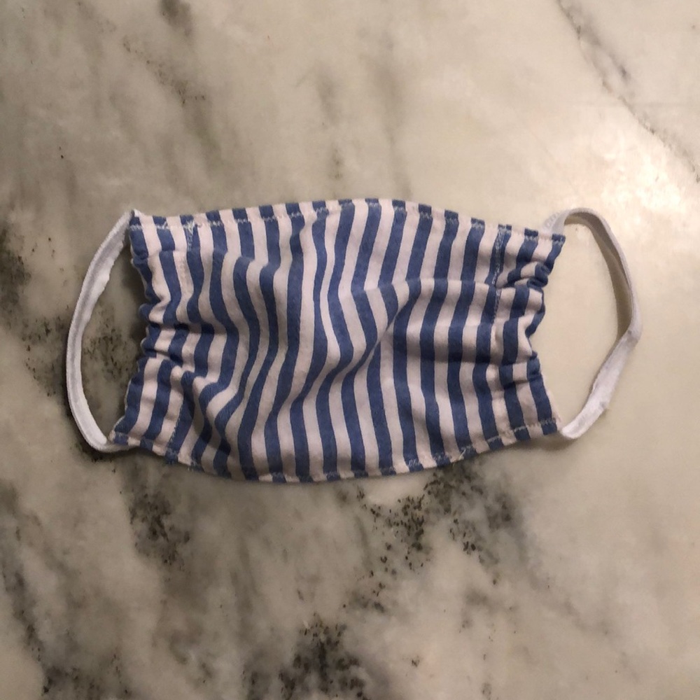 2 Blue and white striped mask